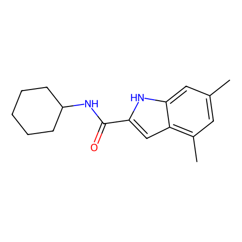 N-cyclohexyl-4,6-dimethyl-1H-indole-2-carboxamide structure