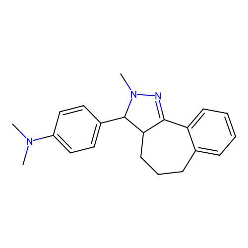 4-(2,3,3a,4,5,6-Hexahydro-2-methylbenzo[6,7]cyclohepta[1,2]pyrazol-3-yl)-N,N-dimethylbenzenamine structure