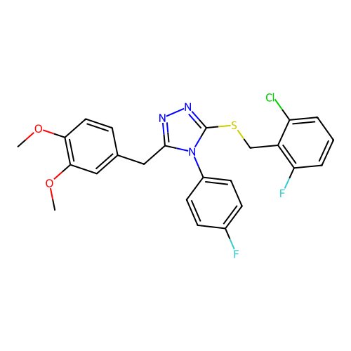 3-((2-Chloro-6-fluorobenzyl)thio)-5-(3,4-dimethoxybenzyl)-4-(4-fluorophenyl)-4H-1,2,4-triazole structure