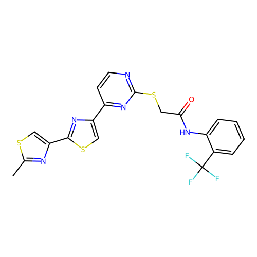 2-[[4-(2'-Methyl[2,4'-bithiazol]-4-yl)-2-pyrimidinyl]thio]-N-[2-(trifluoromethyl)phenyl]acetamide structure