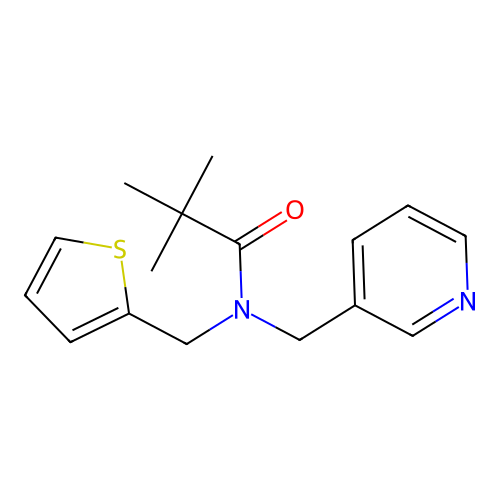 2,2-dimethyl-N-(pyridin-3-ylmethyl)-N-(thiophen-2-ylmethyl)propanamide structure