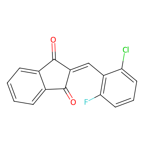 2-[(2-chloro-6-fluorophenyl)methylidene]-2,3-dihydro-1H-indene-1,3-dione structure