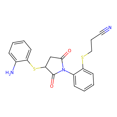 3-[(2-[3-[(2-AMINOPHENYL)THIO]-2,5-DIOXOTETRAHYDRO-1H-PYRROL-1-YL]PHENYL)TH IO]PROPANENITRILE structure