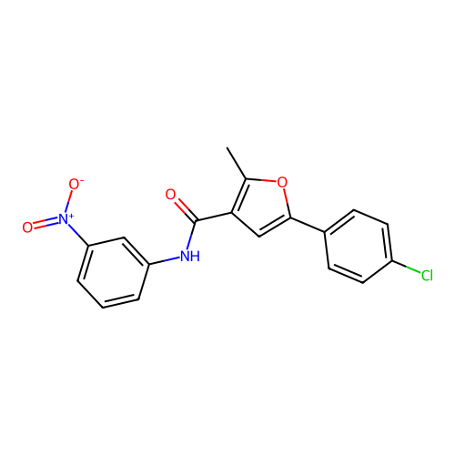 5-(4-chlorophenyl)-2-methyl-N-(3-nitrophenyl)furan-3-carboxamide structure