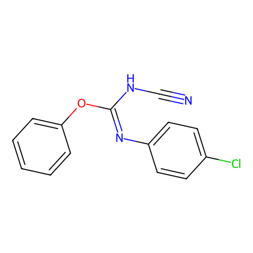 phenyl N'-(4-chlorophenyl)-N-cyanocarbamimidate structure