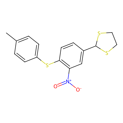 2-[4-(4-Methylphenyl)sulfanyl-3-nitrophenyl]-1,3-dithiolane structure