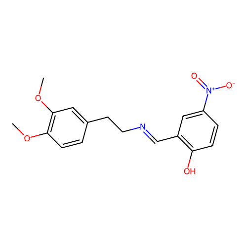 Phenol, 2-[[[2-(3,4-dimethoxyphenyl)ethyl]imino]methyl]-4-nitro- structure