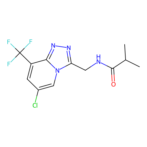 N-((6-chloro-8-(trifluoromethyl)-[1,2,4]triazolo[4,3-a]pyridin-3-yl)methyl)isobutyramide structure