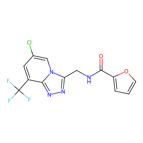 N-((6-chloro-8-(trifluoromethyl)-[1,2,4]triazolo[4,3-a]pyridin-3-yl)methyl)furan-2-carboxamide structure