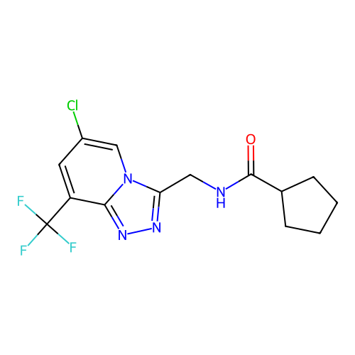 N-((6-chloro-8-(trifluoromethyl)-[1,2,4]triazolo[4,3-a]pyridin-3-yl)methyl)cyclopentanecarboxamide structure