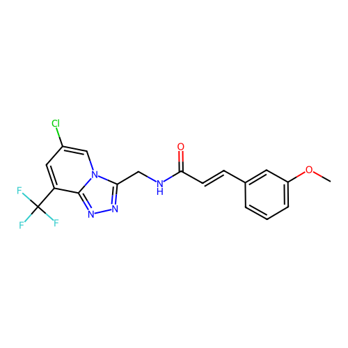 (2E)-N-{[6-chloro-8-(trifluoromethyl)[1,2,4]triazolo[4,3-a]pyridin-3-yl]methyl}-3-(3-methoxyphenyl)prop-2-enamide structure