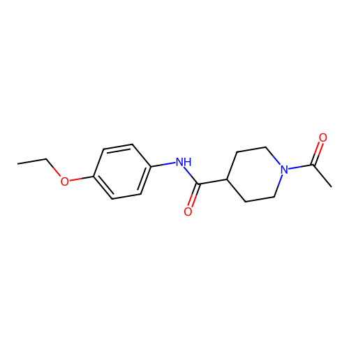 1-acetyl-N-(4-ethoxyphenyl)piperidine-4-carboxamide structure