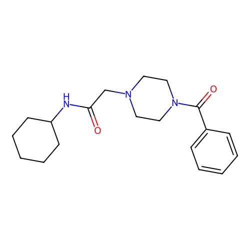 2-(4-benzoylpiperazin-1-yl)-N-cyclohexylacetamide structure