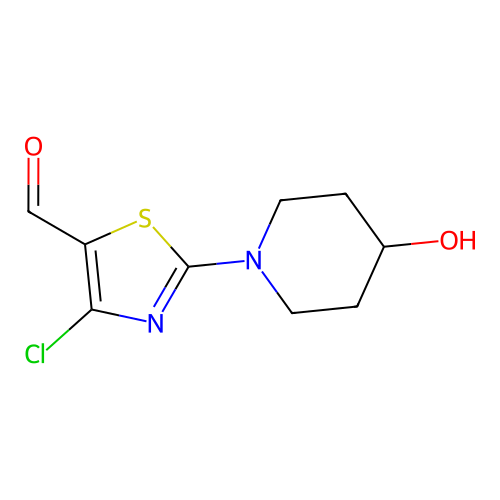 4-Chloro-2-(4-hydroxypiperidin-1-YL)thiazole-5-carbaldehyde structure