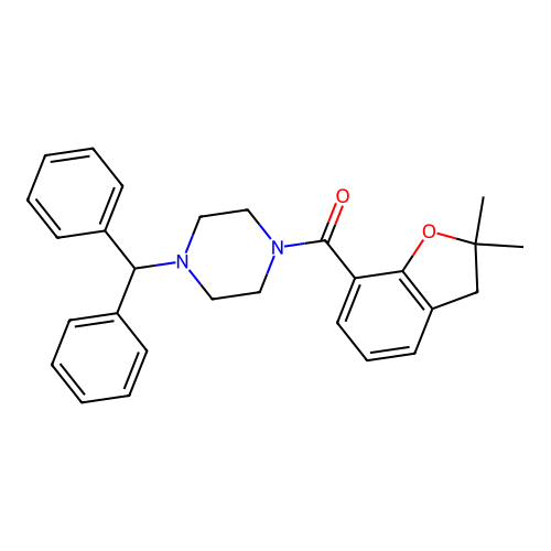 (4-benzhydrylpiperazin-1-yl)-(2,2-dimethyl-3H-1-benzofuran-7-yl)methanone structure