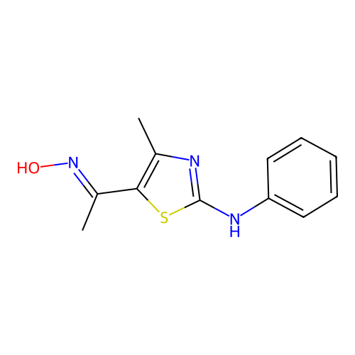 N-[1-(2-anilino-4-methyl-1,3-thiazol-5-yl)ethylidene]hydroxylamine structure