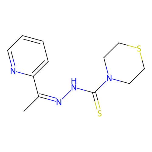 N-(1-pyridin-2-ylethylideneamino)thiomorpholine-4-carbothioamide structure