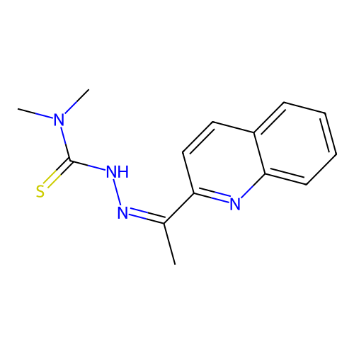 1,1-dimethyl-3-[(Z)-1-quinolin-2-ylethylideneamino]thiourea structure