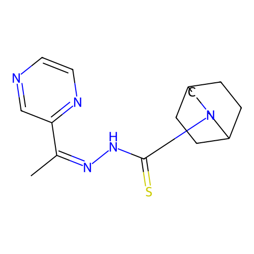 N-(1-pyrazin-2-ylethylideneamino)-3-azabicyclo[3.2.2]nonane-3-carbothioamide structure