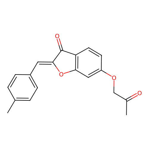 (Z)-2-(4-methylbenzylidene)-6-(2-oxopropoxy)benzofuran-3(2H)-one structure
