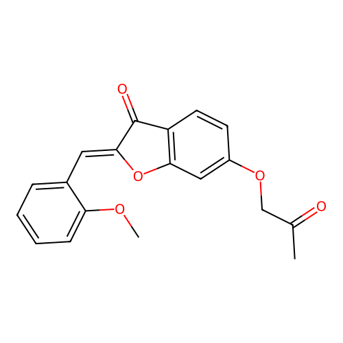 (Z)-2-(2-methoxybenzylidene)-6-(2-oxopropoxy)benzofuran-3(2H)-one structure