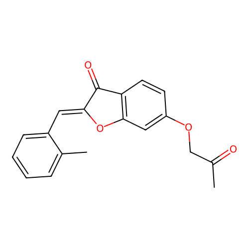 (Z)-2-(2-methylbenzylidene)-6-(2-oxopropoxy)benzofuran-3(2H)-one structure