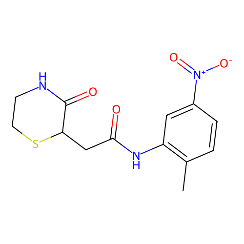 N-(2-methyl-5-nitrophenyl)-2-(3-oxothiomorpholin-2-yl)acetamide structure