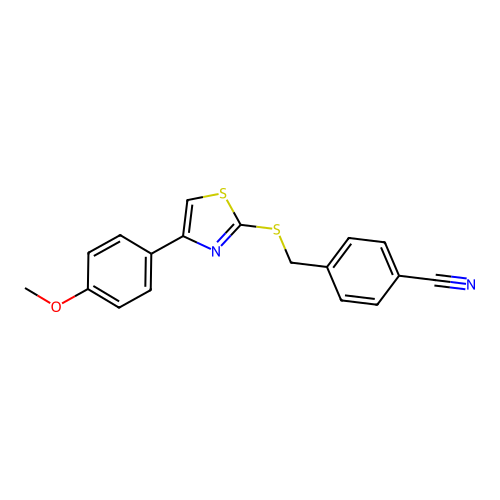 4-(((4-(4-Methoxyphenyl)thiazol-2-yl)thio)methyl)benzonitrile structure