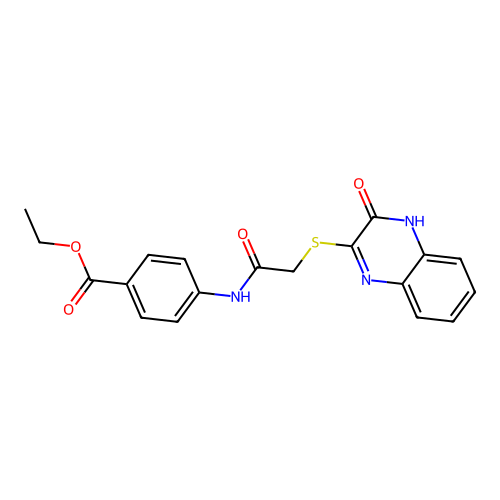 Ethyl 4-[2-(3-hydroxyquinoxalin-2-ylthio)acetylamino]benzoate structure