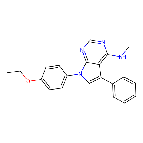 7-(4-ethoxyphenyl)-N-methyl-5-phenyl-7H-pyrrolo[2,3-d]pyrimidin-4-amine structure