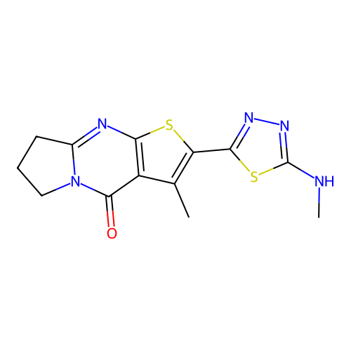 3-methyl-2-(5-(methylamino)-1,3,4-thiadiazol-2-yl)-7,8-dihydropyrrolo[1,2-a]thieno[2,3-d]pyrimidin-4(6H)-one structure