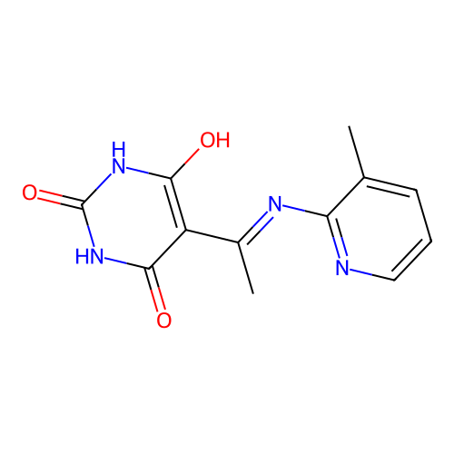 5-[1-(3-methyl-2-pyridylamino)ethylidene]-2,4,6(1H,3H,5H)-pyrimidinetrione structure