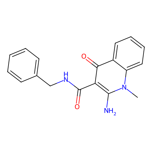 2-amino-N-benzyl-1-methyl-4-oxo-1,4-dihydroquinoline-3-carboxamide structure