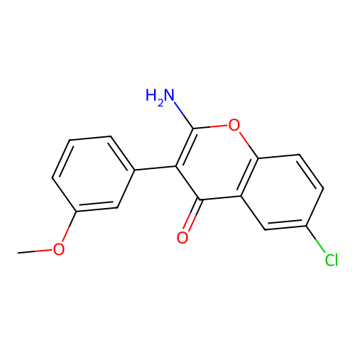 2-amino-6-chloro-3-(3-methoxyphenyl)-4H-chromen-4-one structure