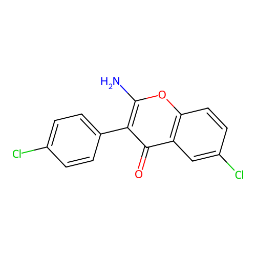 2-amino-6-chloro-3-(4-chlorophenyl)-4H-chromen-4-one structure
