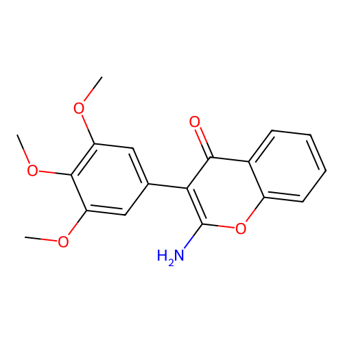 2-amino-3-(3,4,5-trimethoxyphenyl)-4H-chromen-4-one structure