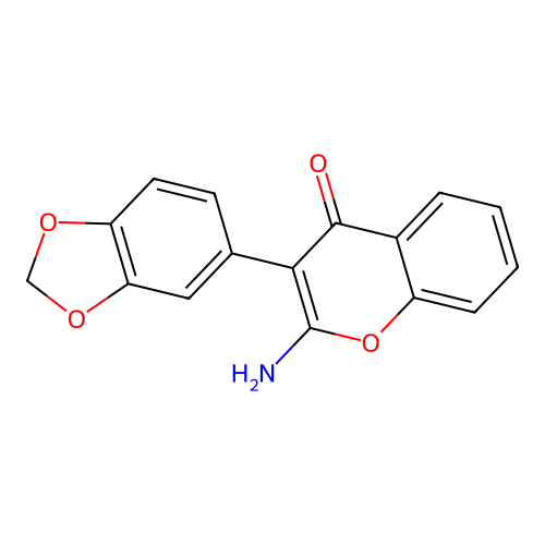 2-amino-3-(1,3-benzodioxol-5-yl)-4H-chromen-4-one structure