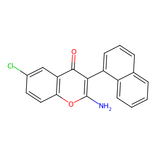 2-amino-6-chloro-3-(naphthalen-1-yl)-4H-chromen-4-one structure