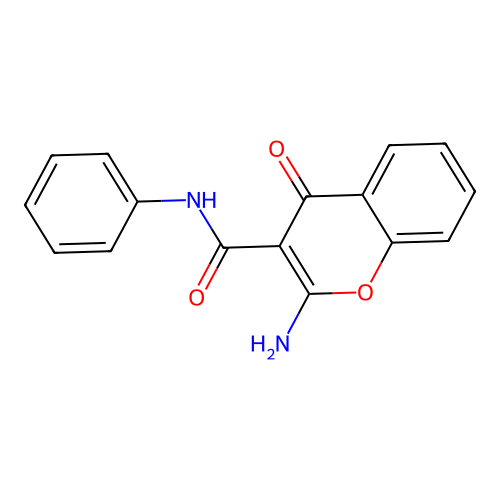 2-amino-4-oxo-N-phenyl-4H-chromene-3-carboxamide structure