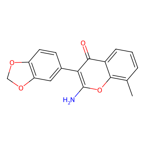 2-amino-3-(1,3-benzodioxol-5-yl)-8-methyl-4H-chromen-4-one structure