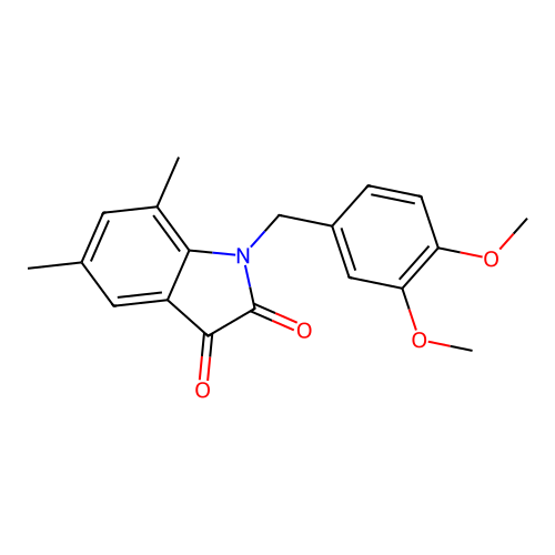 1-(3,4-Dimethoxybenzyl)-5,7-dimethylindoline-2,3-dione structure