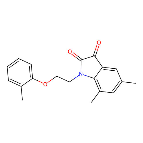 5,7-Dimethyl-1-(2-(o-tolyloxy)ethyl)indoline-2,3-dione structure
