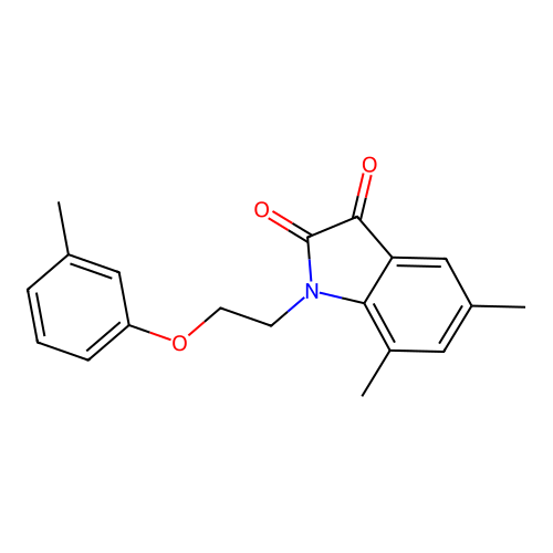 5,7-dimethyl-1-[2-(3-methylphenoxy)ethyl]-1H-indole-2,3-dione structure