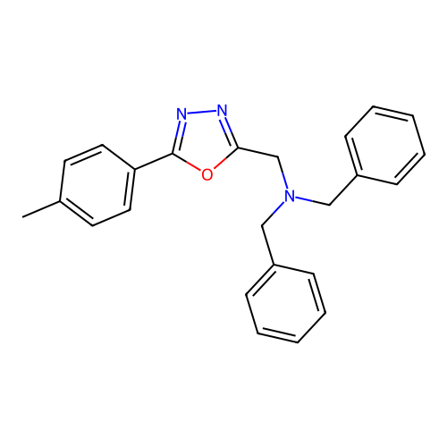 Dibenzyl({[5-(4-methylphenyl)-1,3,4-oxadiazol-2-yl]methyl})amine structure