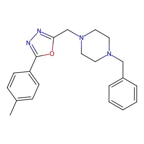 2-((4-Benzylpiperazin-1-yl)methyl)-5-(p-tolyl)-1,3,4-oxadiazole structure