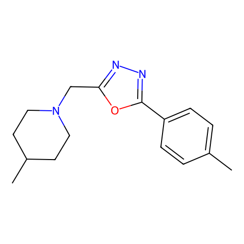 2-((4-Methylpiperidin-1-yl)methyl)-5-(p-tolyl)-1,3,4-oxadiazole structure