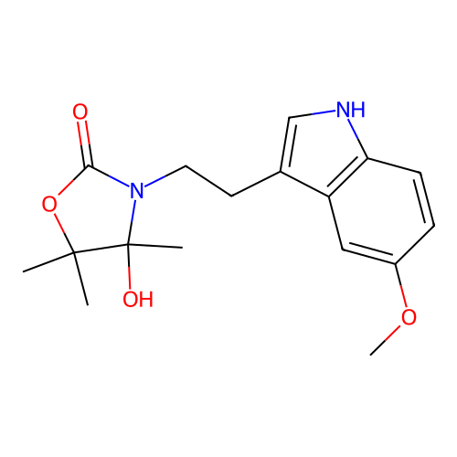4-Hydroxy-3-[2-(5-methoxy-1H-indol-3-yl)ethyl]-4,5,5-trimethyl-2-oxazolidinone structure
