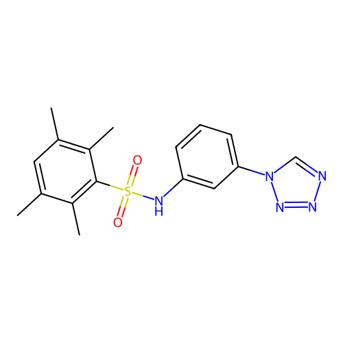 2,3,5,6-tetramethyl-N-[3-(1H-tetrazol-1-yl)phenyl]benzenesulfonamide structure