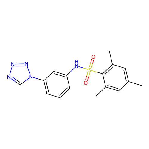 2,4,6-trimethyl-N-[3-(1H-tetrazol-1-yl)phenyl]benzenesulfonamide structure