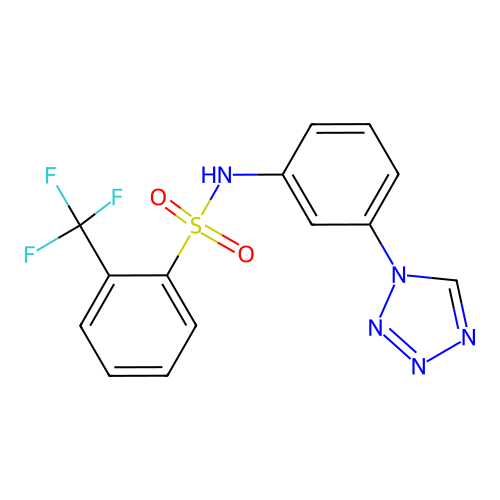 N-[3-(1H-tetrazol-1-yl)phenyl]-2-(trifluoromethyl)benzenesulfonamide structure